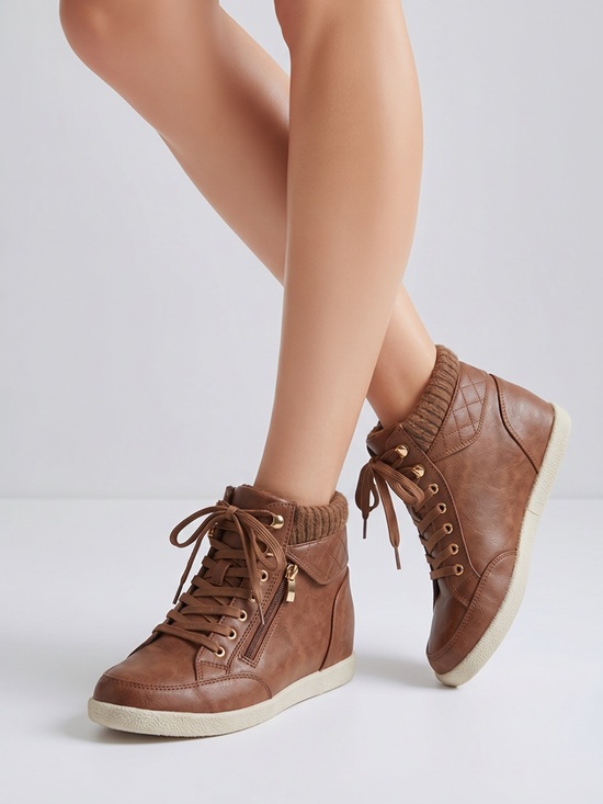 Arizona Jean Company Shoes - Arizona Jean Co. AZ Hoops Brown High Top Wedge Sneakers Women’s Size 8.5